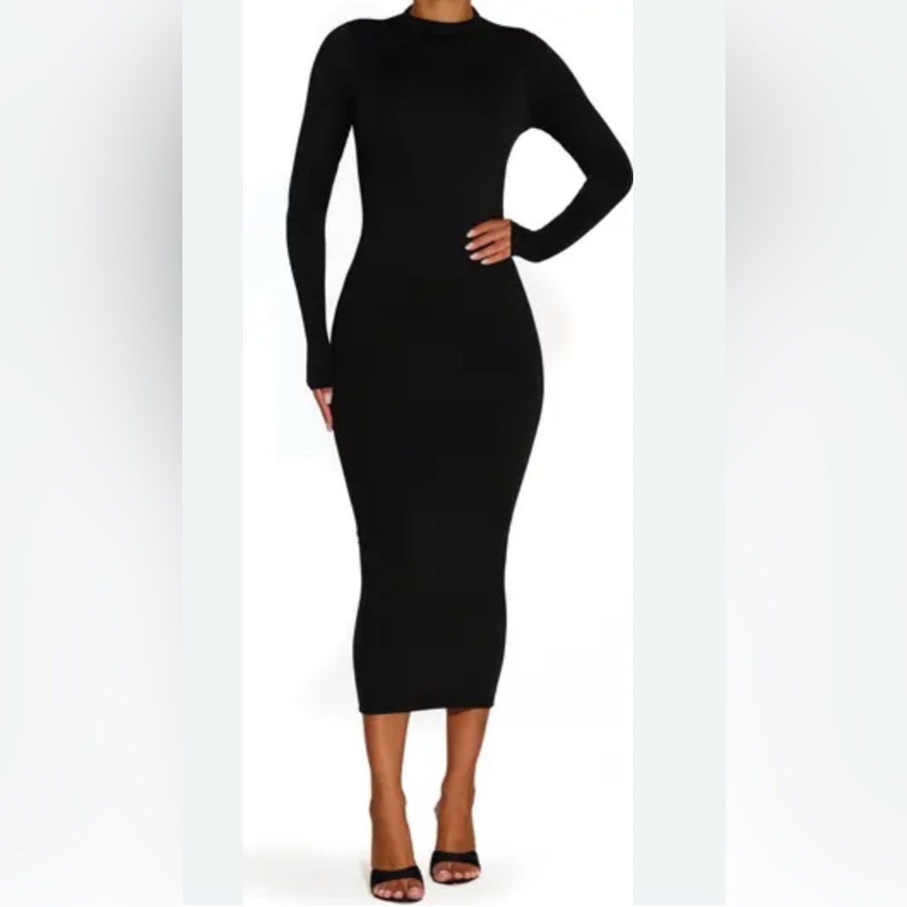 Naked Wardrobe Black Long Sleeve Dress